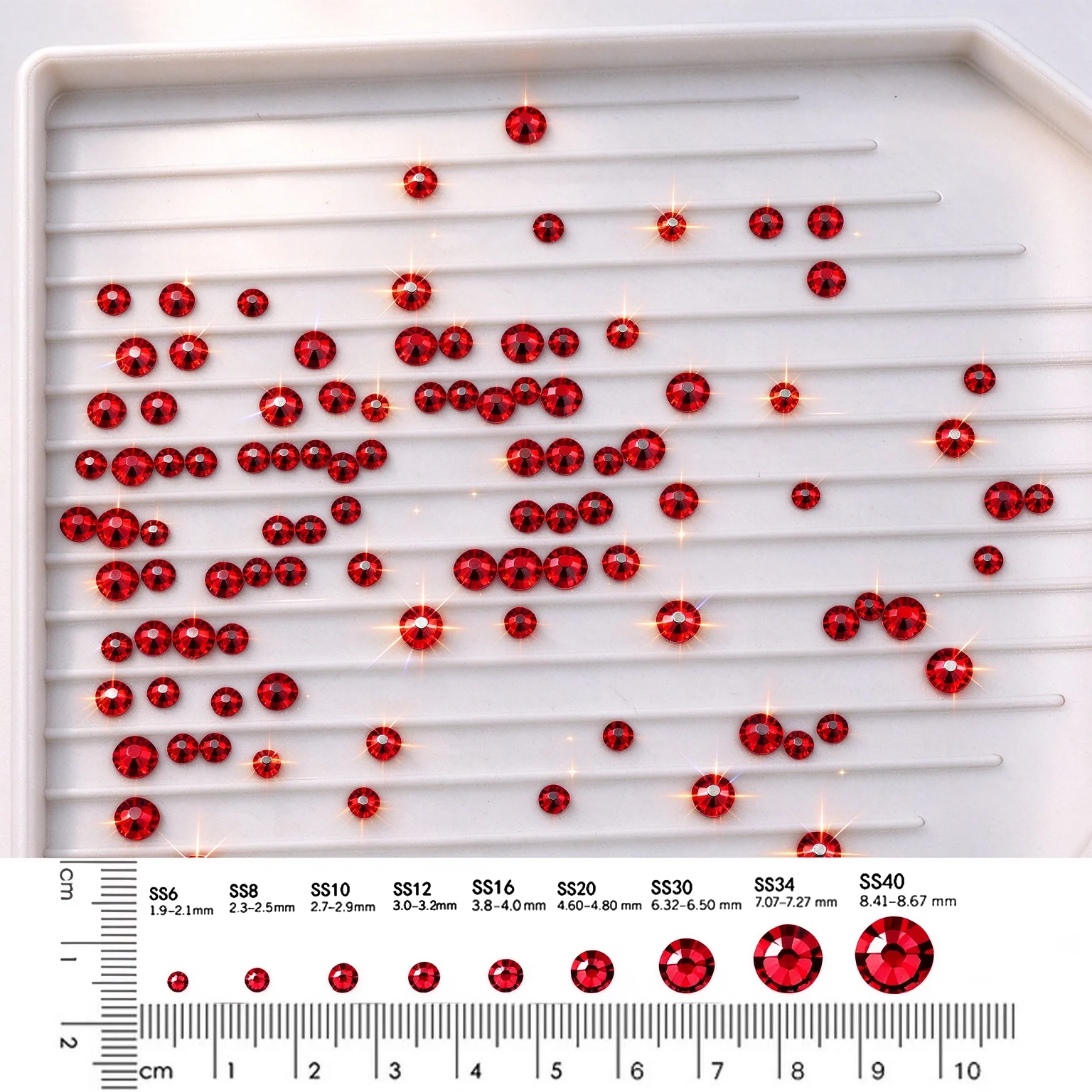 Light Siam Red Glass Crystal Glass 3D Nail Art Decorations Flatback Rhinestones Non HotFix Crystal Wedding Dress