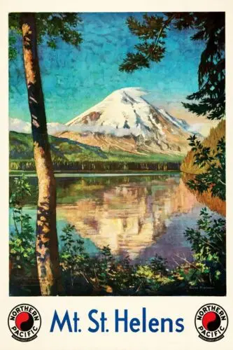 See Mt. St. Helen Travel Poster Vintage Style Retro 20 x 30 Wall Art 1930s