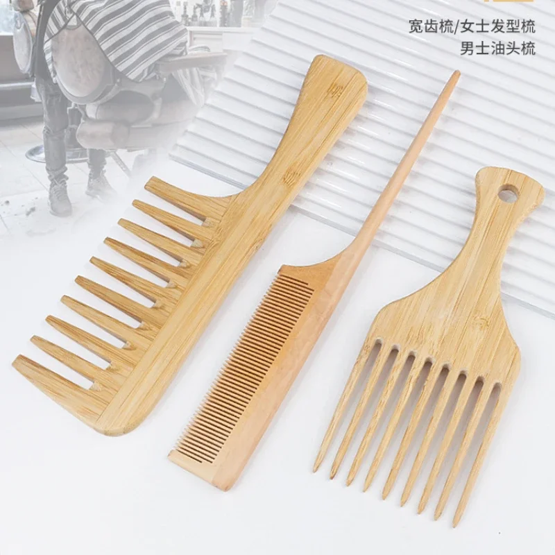 расческа 1Pcs Natural Bamboo Wooden Hair Comb Anti-Static Afro Fork Combs For Women Round Wide Tooth Wood Comb Hair Brush women