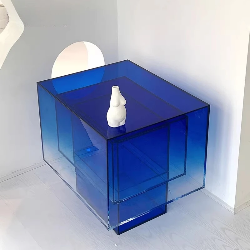 Nordic creative gradual change square acrylic coffee table modern model room living room sofa transparent corner few bedside