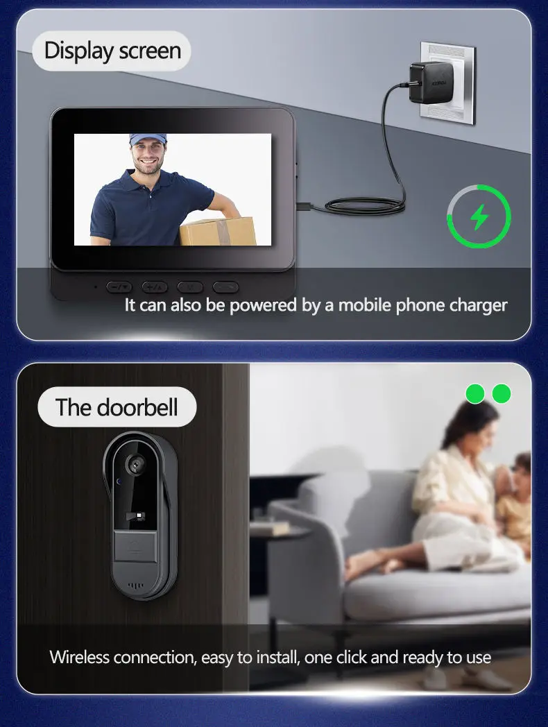 Wireless Smart Home HD Wireless Video Doorbell Plug and Play Security  with Two Way Audio Waterproof Design