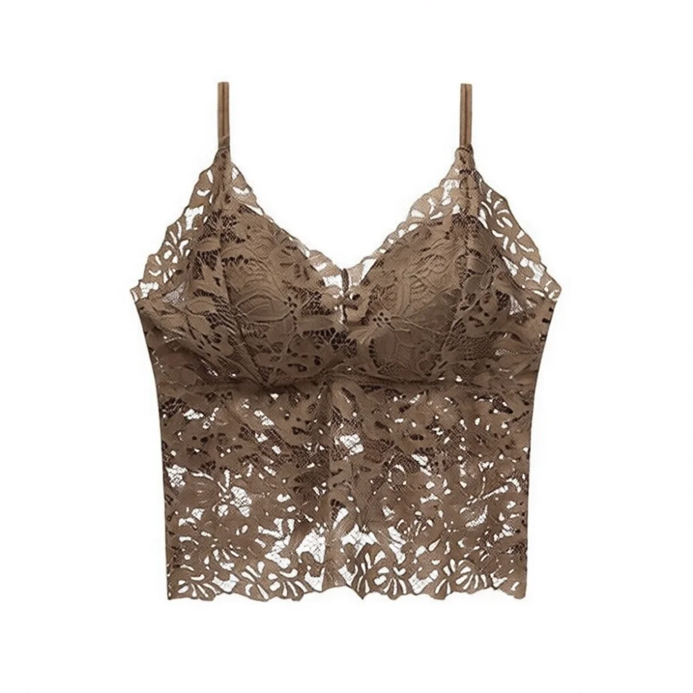 Summer Lace Camisole Women Sexy Backless Tank Top Built In Bra Comfortable Breathable Wireless Vest Slim Fit Underwear Top