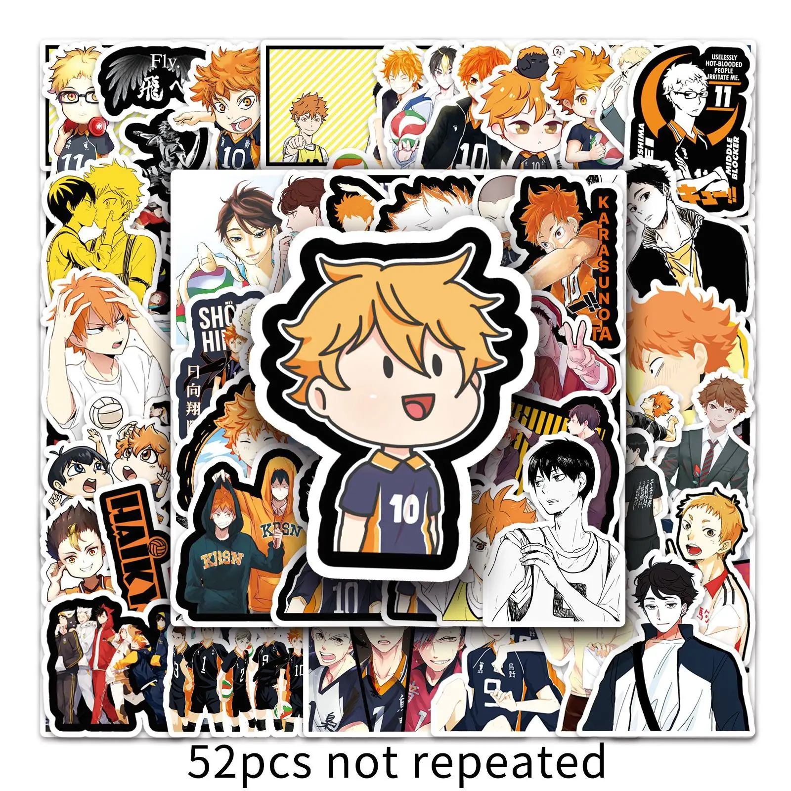 10/52 pièces bandes dessinées japonaises animation à sang chaud volley-ball garçon décoratif Graffiti autocollants imperméables jouet pour enfants
