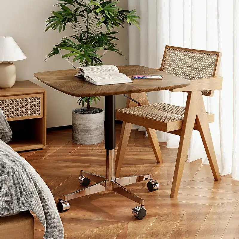 

Adjustable Round Coffee Table Wood Modern Designer Standing Coffee Table Aesthetic Space Saving Couchtisch Postmodern Furniture