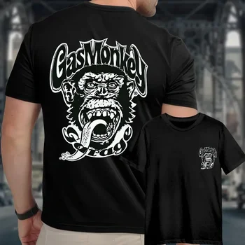 남성용 가스 몽키 차고 피스톤 티셔츠, 양면 인쇄 티셔츠, 편안한 패턴 상의, Y2k 의류, 창의적인 그래픽 티셔츠 