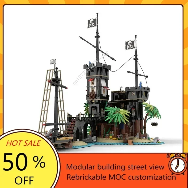 

1964PCS Customized MOC Modular Medieval Pirate Fortress Street View Model Building Blocks Bricks Children birthday toys gifts