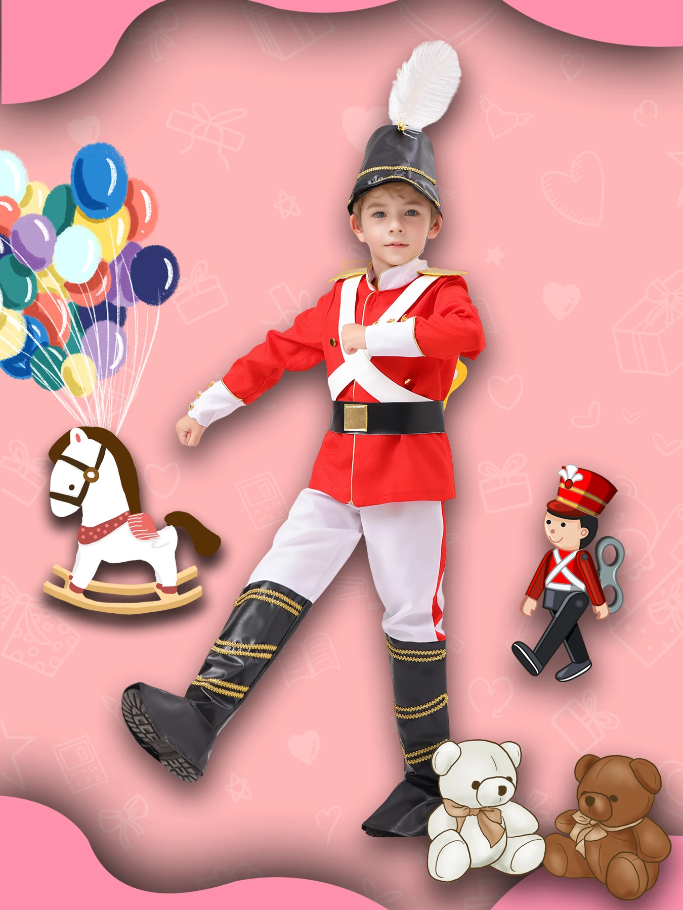 Boys Storybook Character Toy Soldier Cosplay Dress-up For Kids Christmas Party Costume