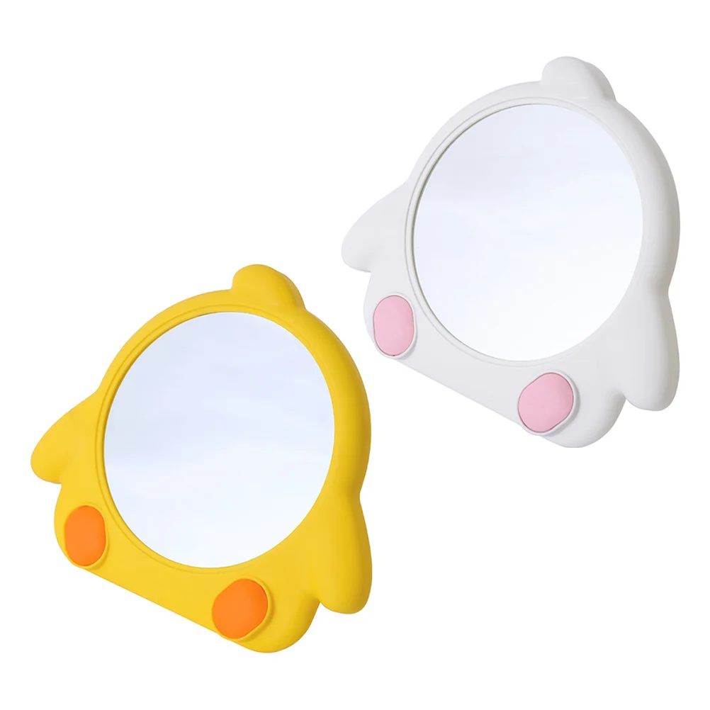 2 قطعة مرآة ماكياج الكرتون أنيقة مرآة الطاولة لسطح المكتب والتعليق على الحائط استخدام حواف ناعمة المحمولة أنيقة الغرور