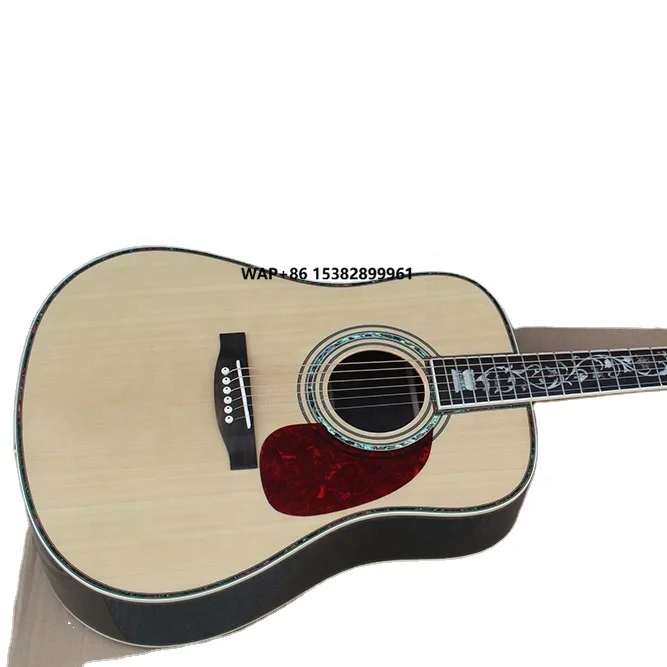 

Flyoung Natural Wood Color 41 Inch Acoustic Guitar D45 Model Top Solid Classical Guitar Flower Inlay