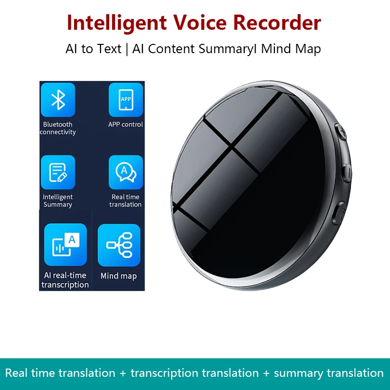 

Portable Voice Recorder Intelligent Transcription Summary Real-Time Translation App Control Dictaphone for Lectures Interviews