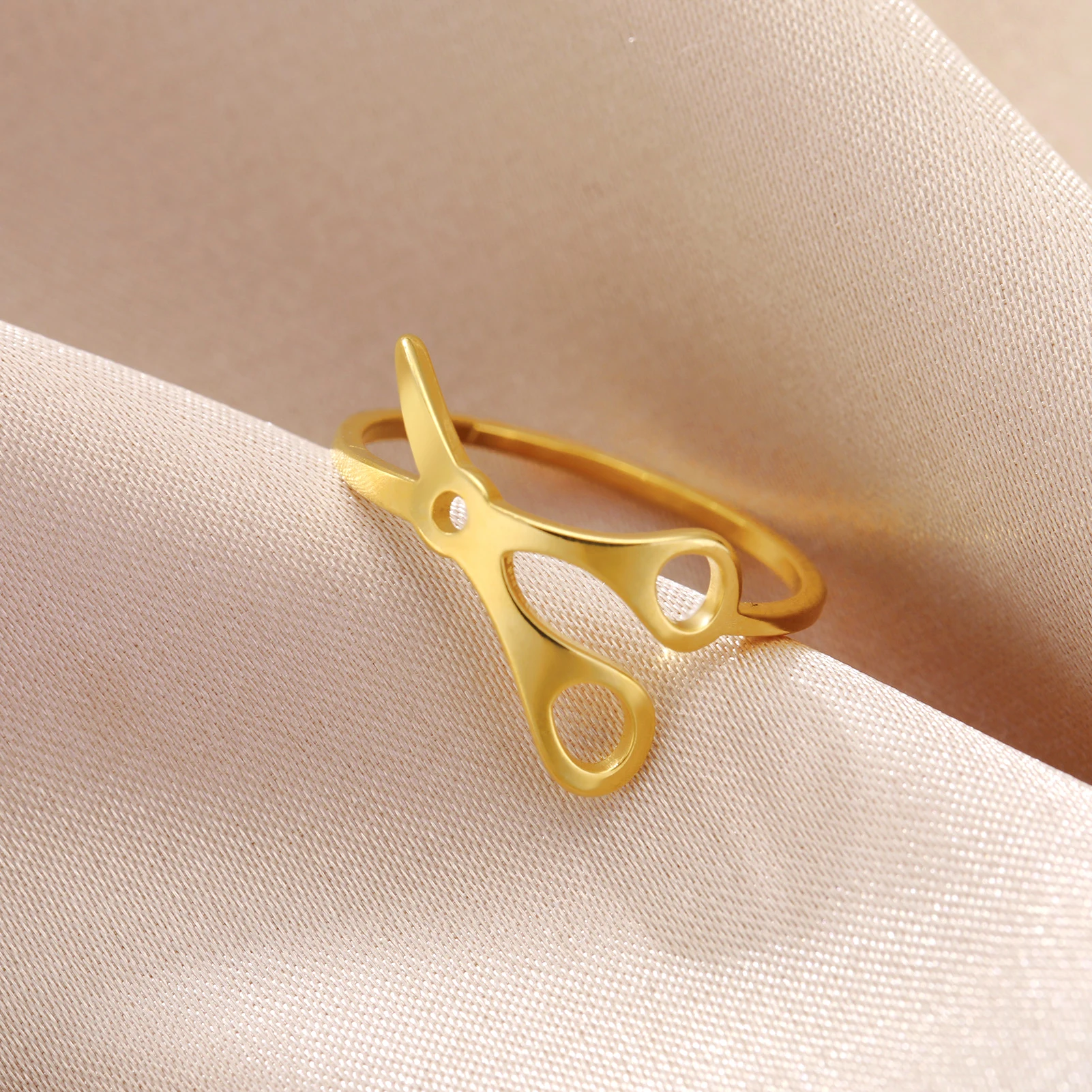 Unift Hairstyle Scissors Rings Stainless Steel Ring Jewelry Hairdressers Barbershop Graduation Accessories Women Men Trendy 2025