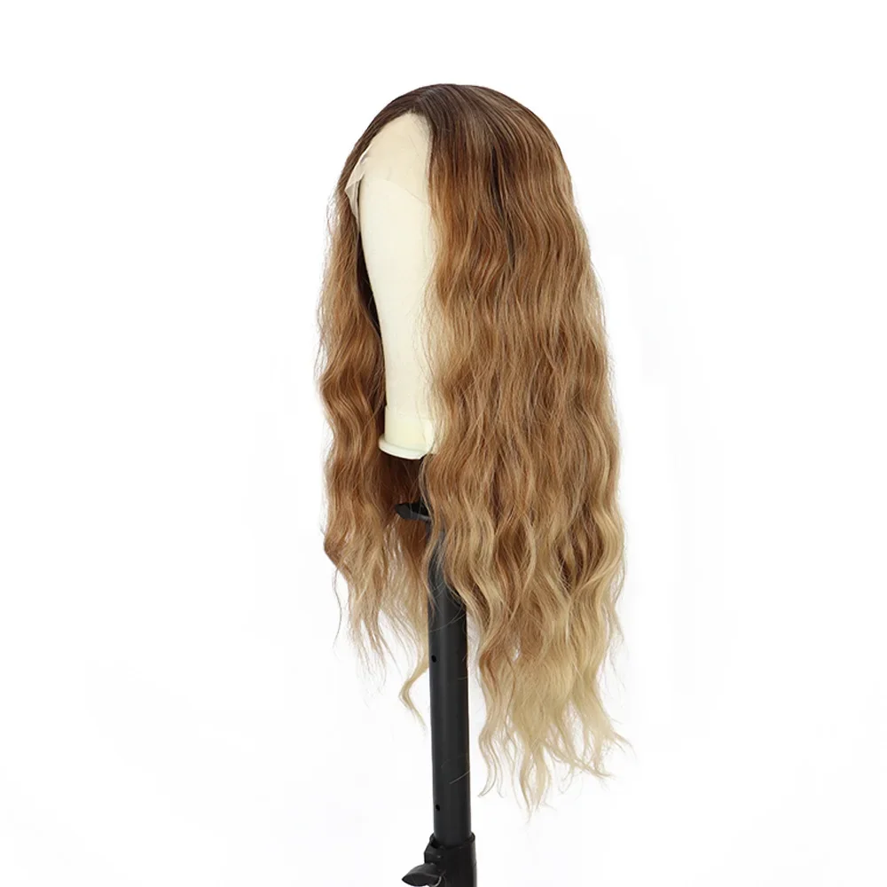 28 inches T Part Lace Wig Gradient color long curly hair Water wave Lace Front wigs synthetic wigS For Women Frontal Lace Wig