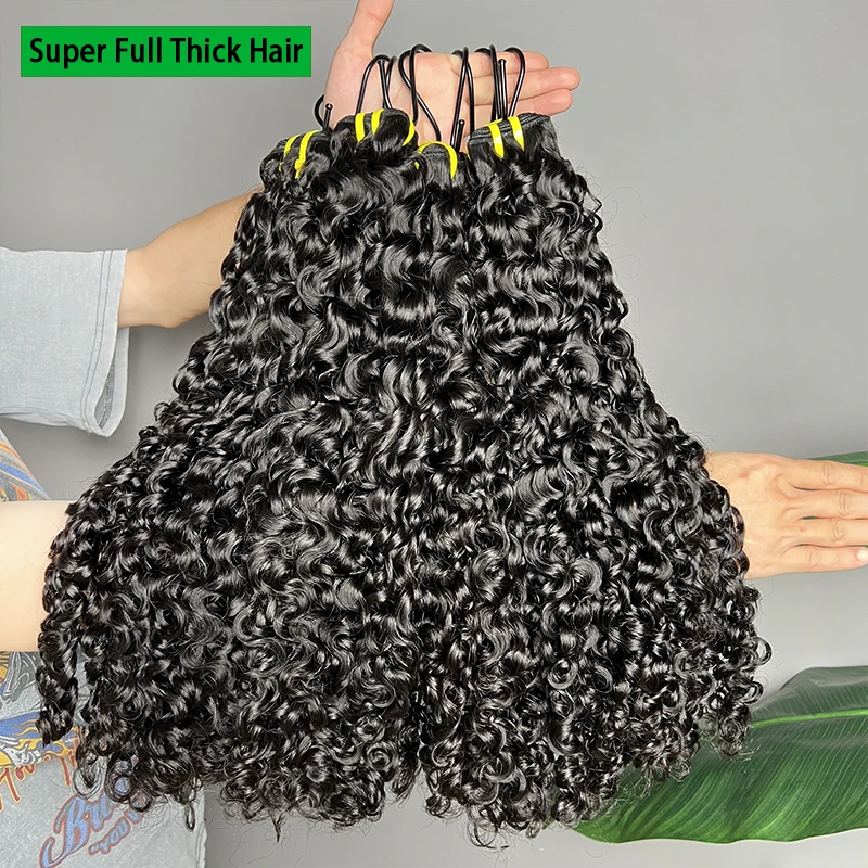 미가공 버마산 곱슬머리 생인모 묶음 베트남산 생인모 붙임머리 도매, 풀 헤드 탄력있는 곱슬머리 특가