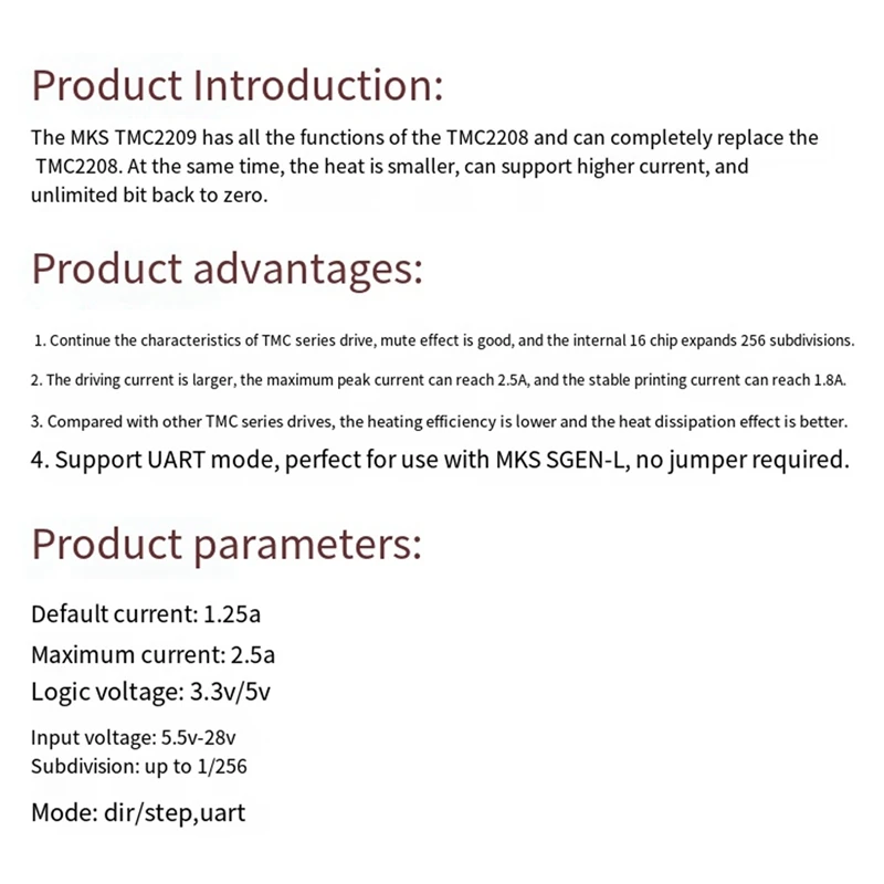 For MKS TMC2209 Stepper Motor Driver Stepstick 3D Printer Parts 2.0A UART Ultra Silent Replace TMC2208