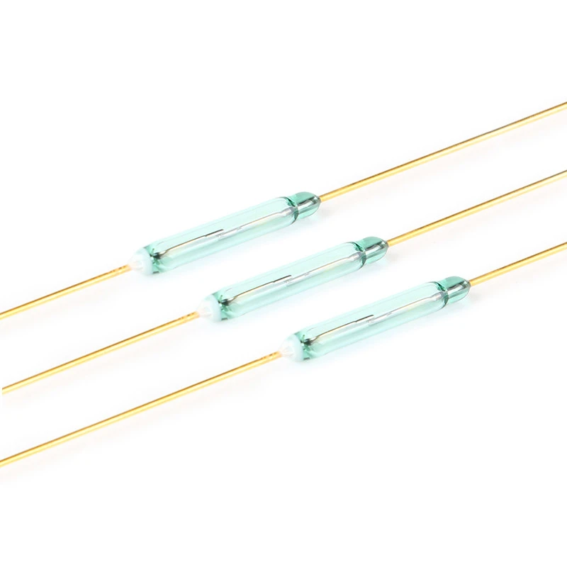 MKA10110 2*10MM  Green tube, glass tube, gold-plated foot， Normally open type，Magnetron switch ，reed switch