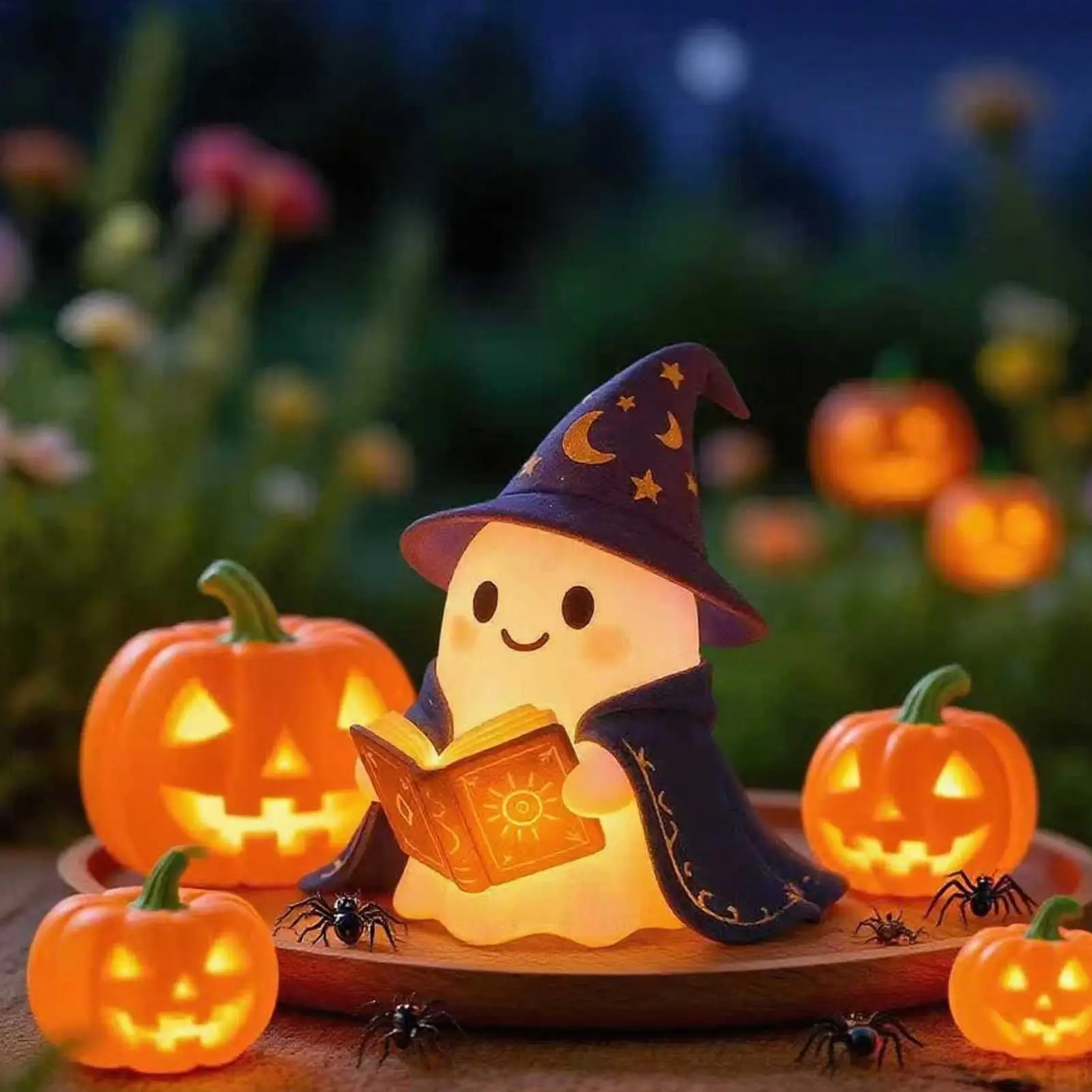 

Огни Хэллоуина, домашний фонарь-призрак, светодиодное освещение, украшения, страшный дизайн книги для чтения для детей, праздничная комната, мантия, спальня