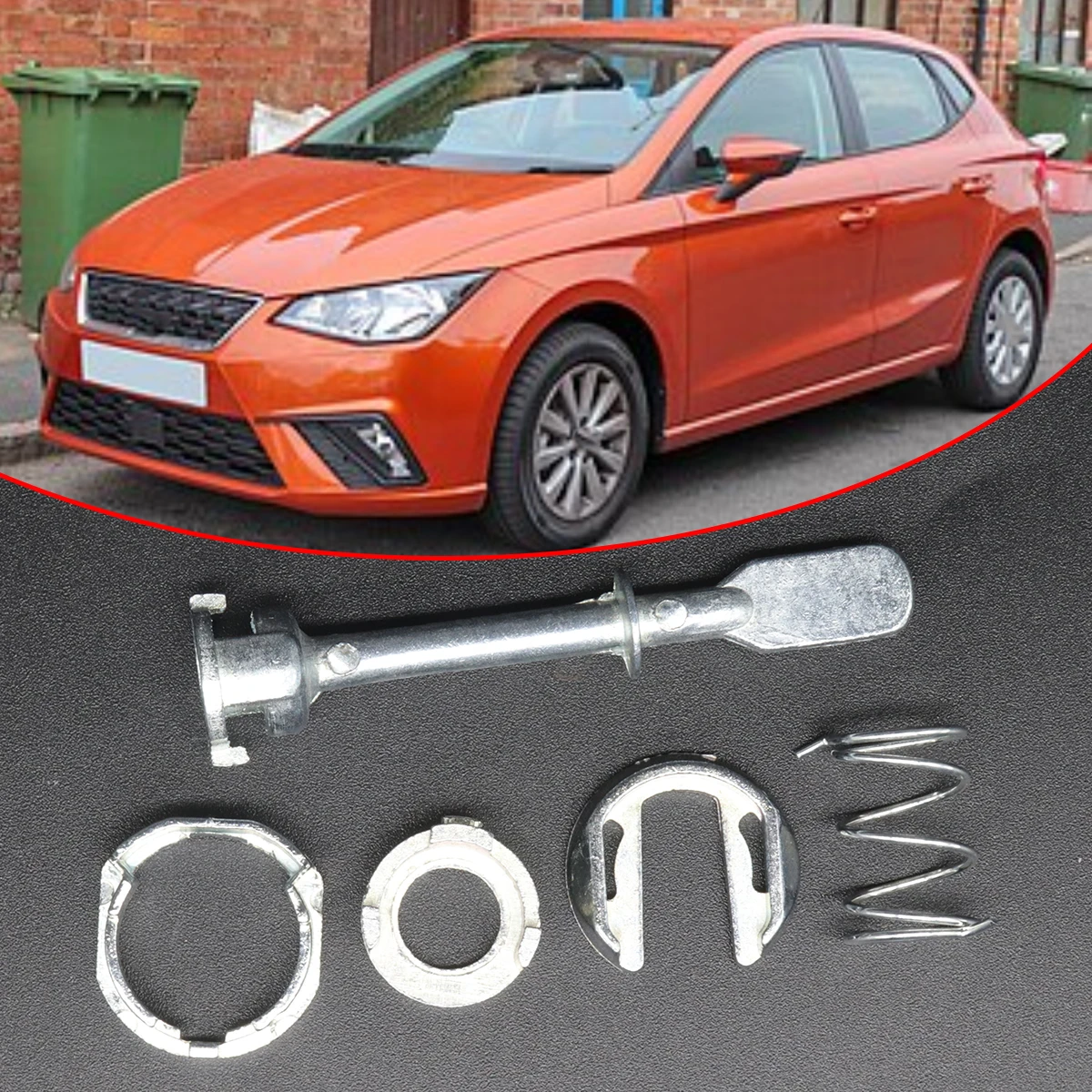 

5pcs/set Car Front Door Handle Lock Cylinder Barrel Paddle Repair Kit Tool 67MM for Seat Ibiza 6K 1993-2002 6K4837223A Hardware