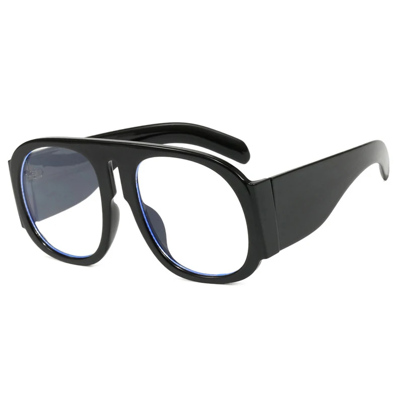New large-frame luxury glasses frame oval women\'s retro anti-blue light toad mirror men\'s fashion street photography flat mirror