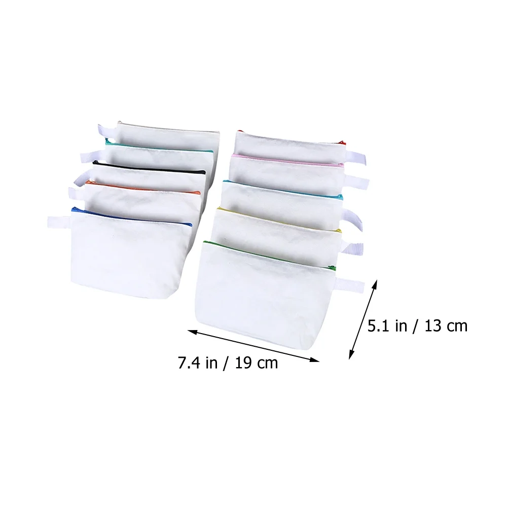 

10 Pcs Canvas Pencil Bag Cosmetics Blank Craft Makeup Cotton Pouches