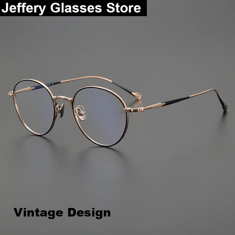 

2024 Japanese Handmade Pure Titanium Oval Glasses Frame Men Women Retro Ultralight Brand Design Eyeglasses Retro Myopia Eyewear