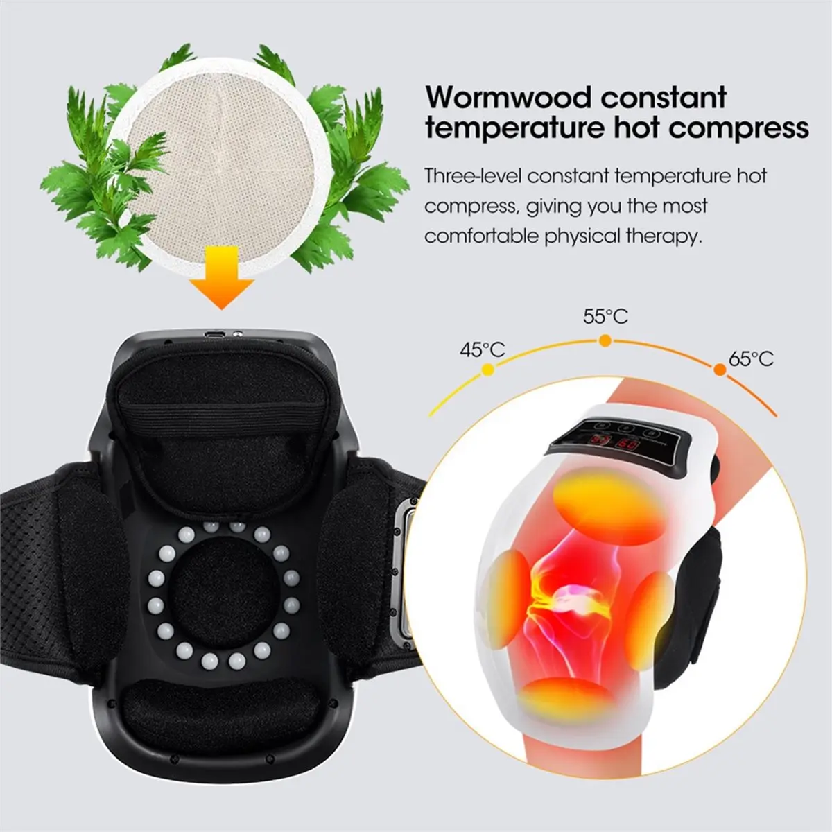 [Vend for]Knee Massager with Cordless Design, 3 Heating Levels, LED Screen, Adjustable Straps