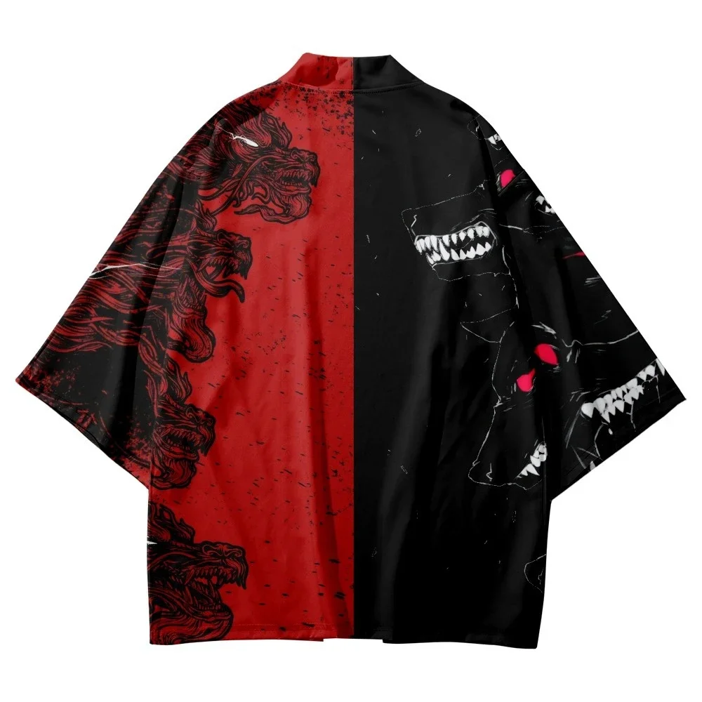 New Arrival Japanese Style Dragon Print Traditional Kimono Men Yukata Cardigan Shirts Cosplay Haori Oversized Streetwear Tops