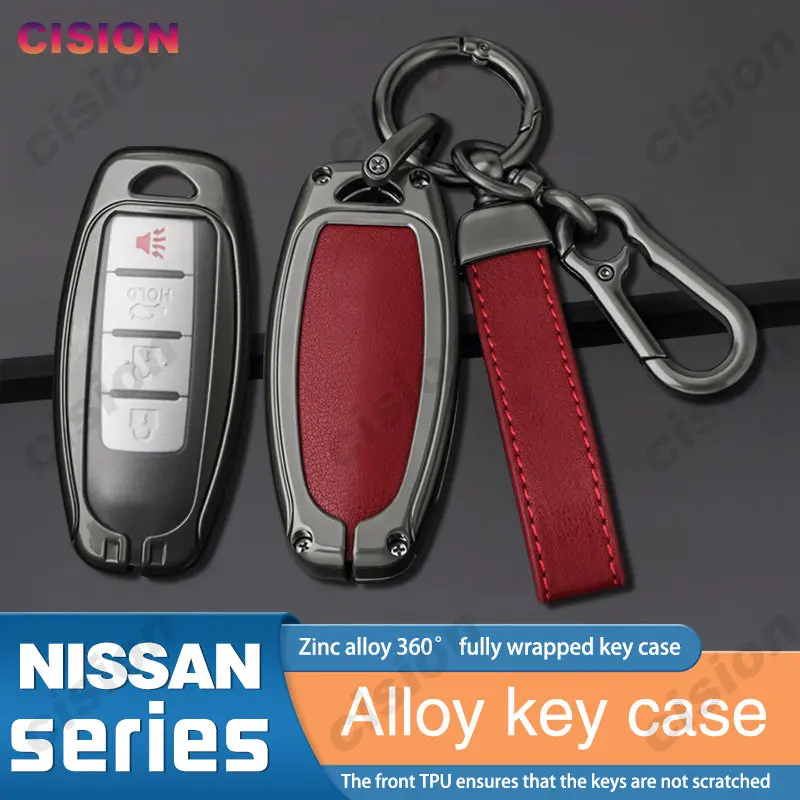 

Alloy Leather Car Key Fob Case Cover Shell Keychain Remote Holder Protector For Nissan Serena Rogue Altima Sentra Leaf Murano