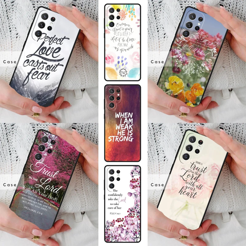 Christian Jesus Christ Bible Verse TPU Phone Case for Samsung Galaxy S26 S25 S24 S23 S22 S21 S20 Note10 Plus FE Ultra Cover