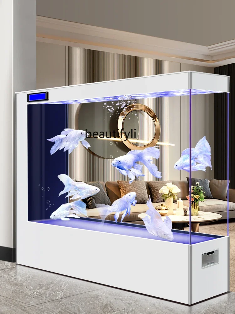 

New Household Side Filter Fish Tank Living Room Small Ultra White Glass Partition Screens Filter Loop Rectangular Fish Globe