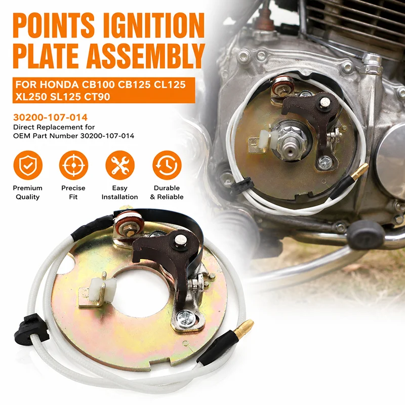 Points Ignition Plate Assembly For Honda CB100 CB125 CL125 XL250 SL125 CT90 30200-107-014