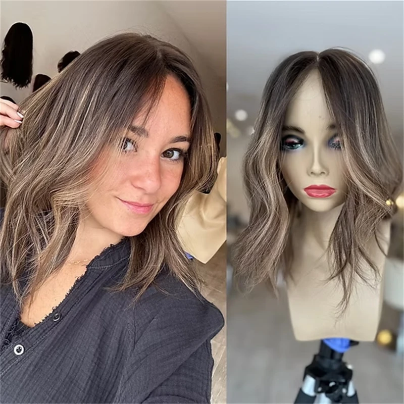 

Ombre Коричневый Блондинка Парик Синтетические HD Парики Фронта Шнурка Короткая Волна Боб Предварительно Сорванные Натуральные Волосы для Женщин Термостойкое Волокно