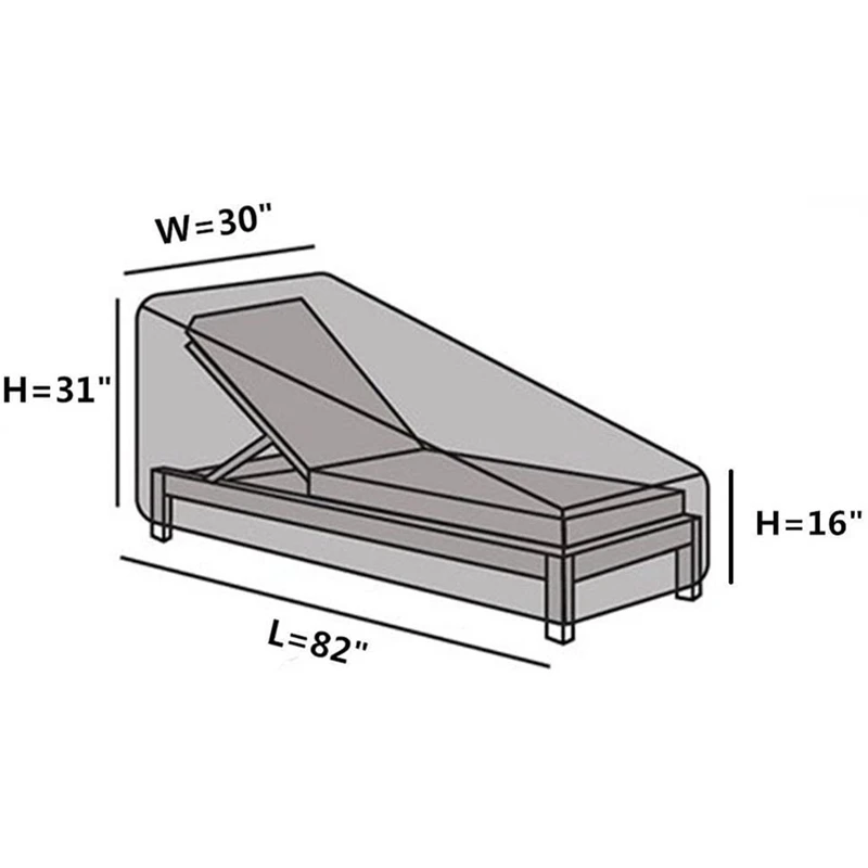 Funda impermeable para tumbona de jardín, cubierta para muebles de jardín, 208X76X41/79Cm