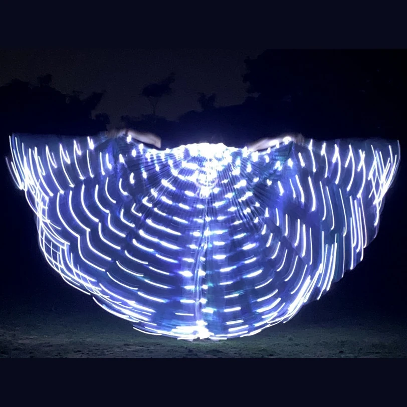 LED مضيئة أبيض أخضر أزرق ضوء الكبار الاطفال الطفل راقصة فراشة إيزيس الجناح الرقص الشرقي حفلة الهالوين زي الدعائم
