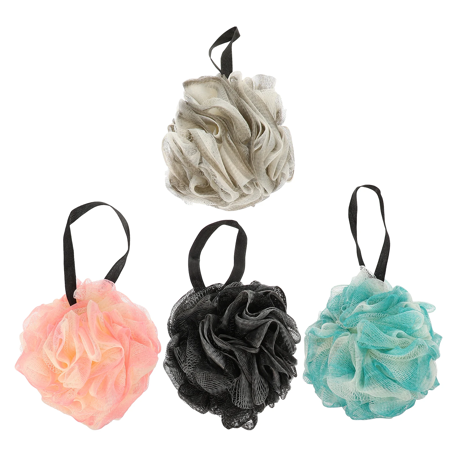 

4pcs Bath Ball Shower Loofah 50g Each Green Gray Soft PE Material Body Skin Cleaner Exfoliating Tool Bathing