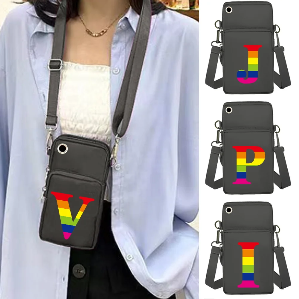 العالمي حقيبة الهاتف المحمول المعصم حزمة محافظ حامل البطاقة لابل/هواوي/سامسونج الهاتف الخليوي حزمة قوس قزح طباعة حقائب الكتف