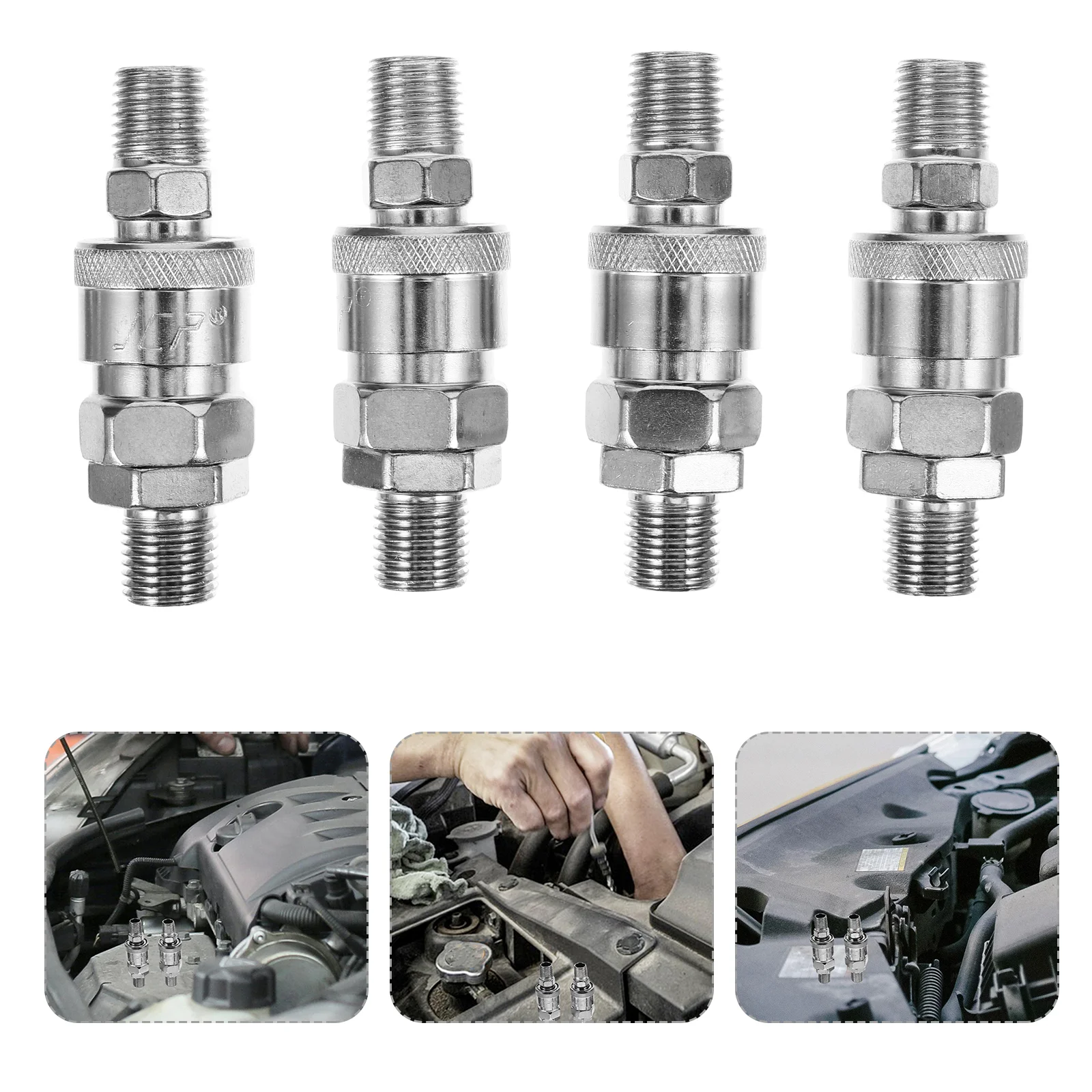 

4 Pcs Quick Connector Compressor Equipment Pneumatic Self Locking Coupling Self-locking Air Hose Fittings Metal