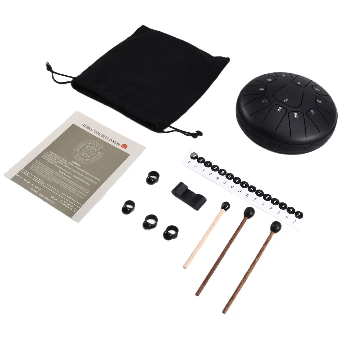 A2073F Perfect ★◀◁Steel Tongue Drum 6 Inch 11 Notes D Tones Glucophone Ethereal Drum Music Drum Tongue Drum Percussion Instrumen