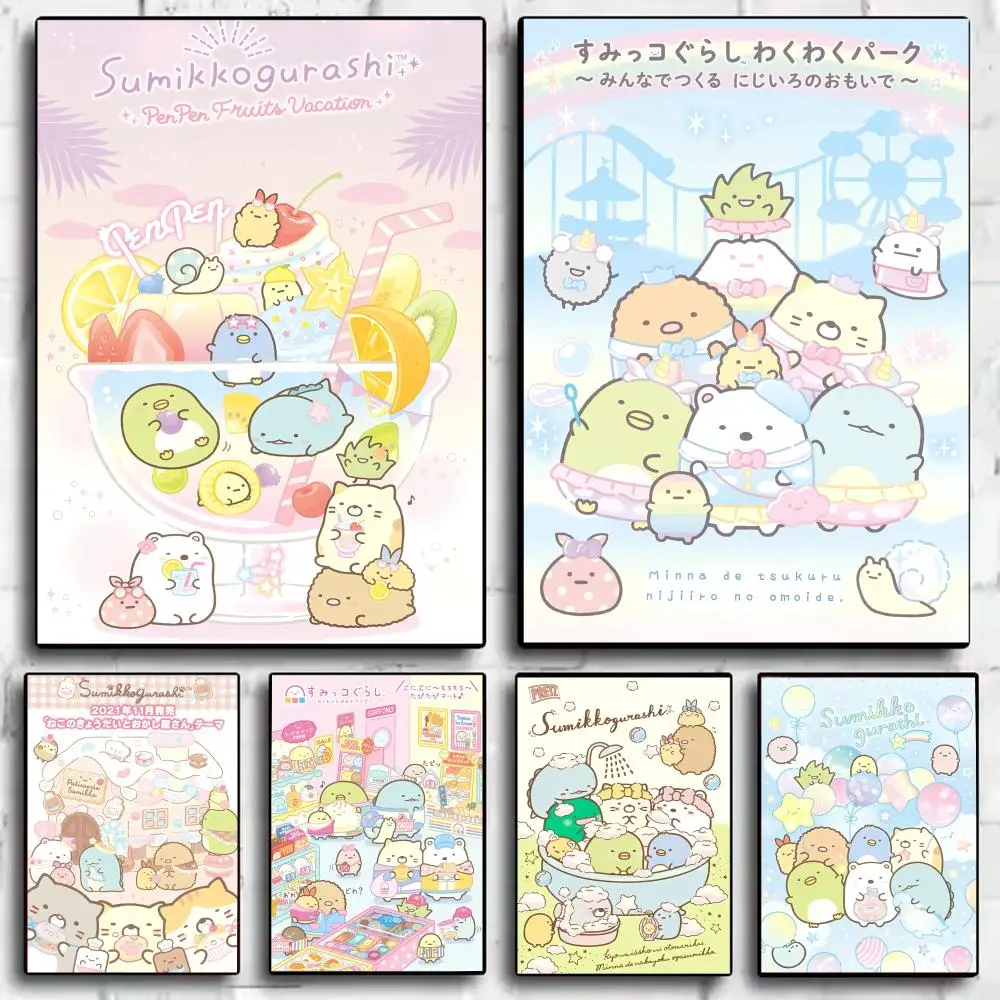 

Anime S-Sumikko Gurashi Painting Calligraphy Canvas Poster Waterproof HD Retro Wall Art for Bedroom Living Room Home Decor Gift