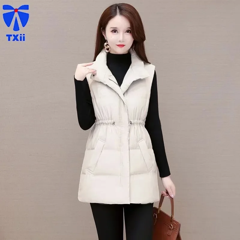 

Cotton Vest Women's Mid-length Lapel Cotton Waistcoat 2024 Vertical Collar Slim-fit Elegant All-match Cotton Horse Clip Jacket