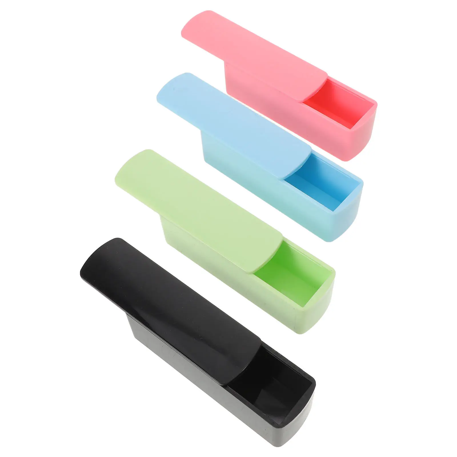 4Pcs Japanese Name Seal Box Rectangle Stamp Storage Box Lightweight Organizer for Ink Stamps School Office Use