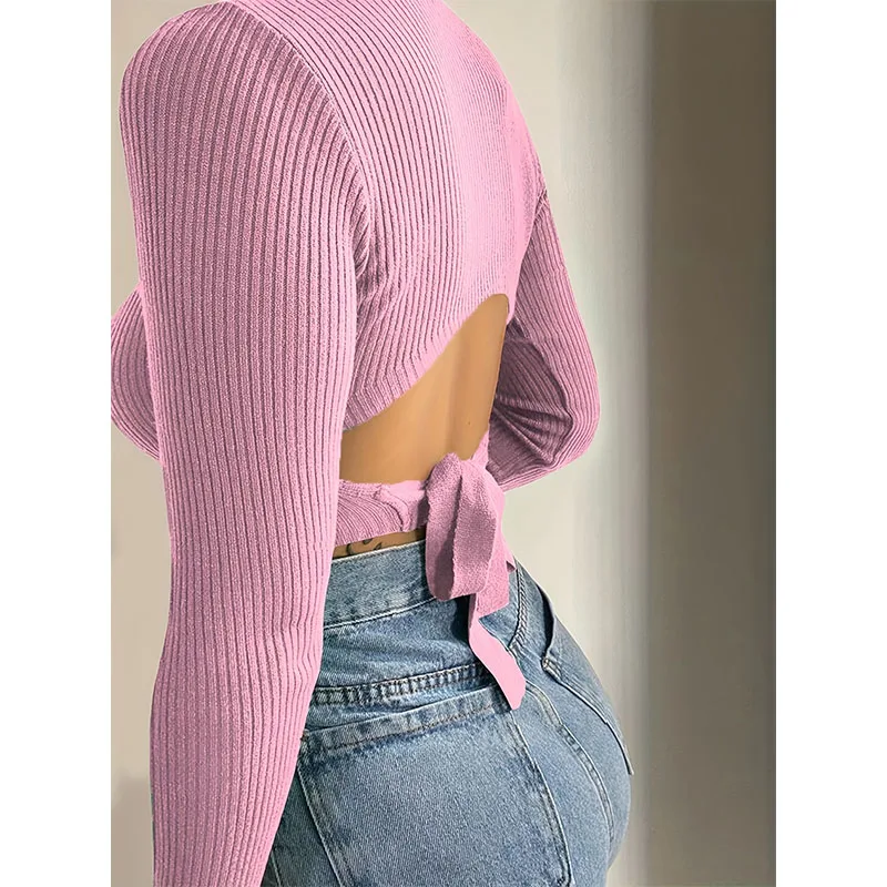 Phantasy Office Lady Shirt Solid Pink Blouse Long Sleeve Tops Crewneck Tees Y2K Streetwear Women Outfit Fashion Slim Clothing