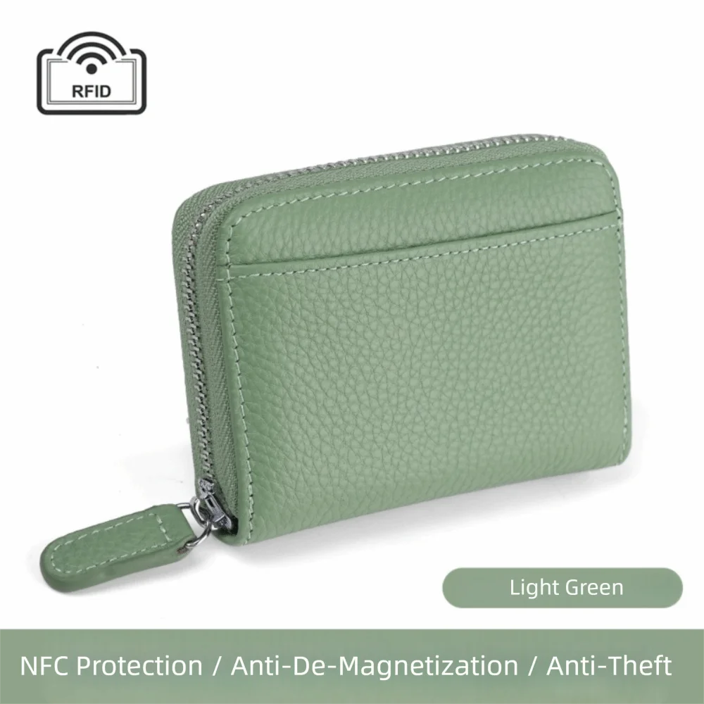 

Top Layer Cow Leather Card Holder Genuine Leather Anti-Theft Technology Short Wallet RFID Protection Credit Card Holder