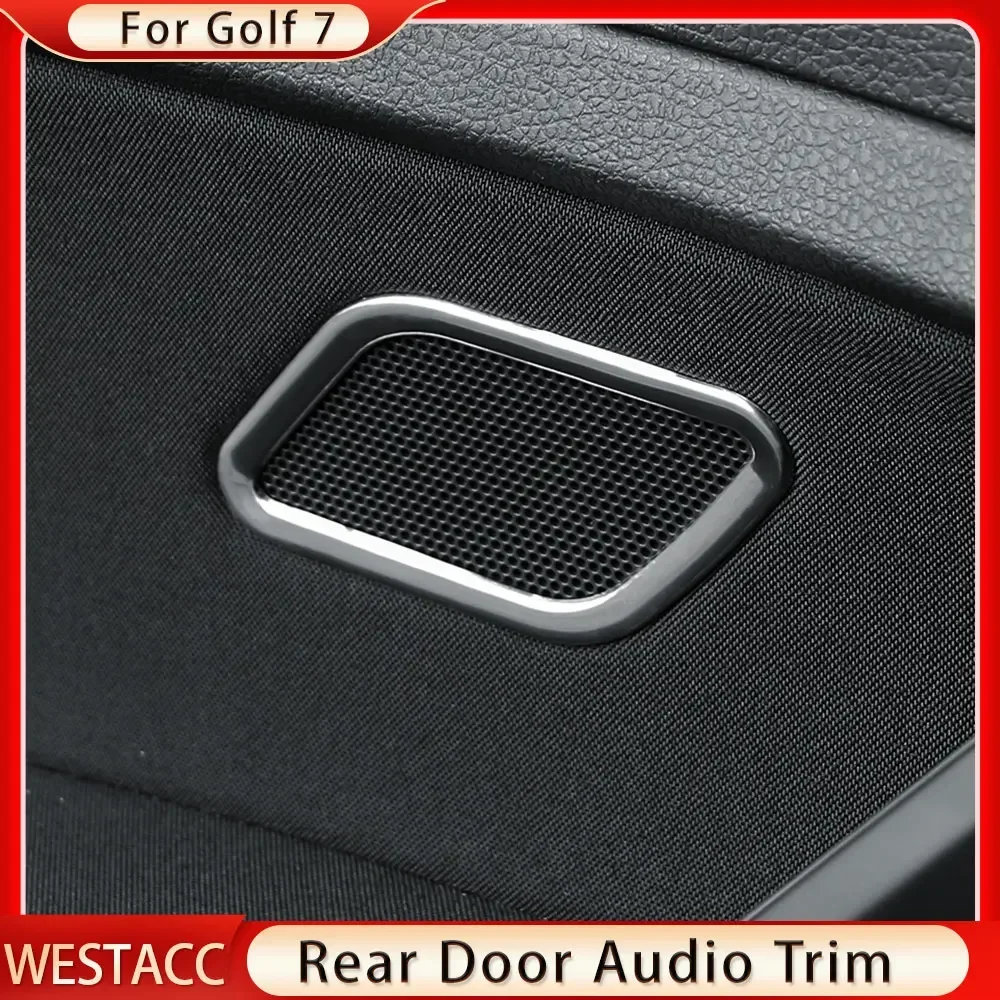 Rear Door Speaker Audio Cover for Volkswagen VW Golf 7 MK7 7.5 MK7.5 2012 - 2019 Sequin Sticker Trim Stainless Steel Accessories