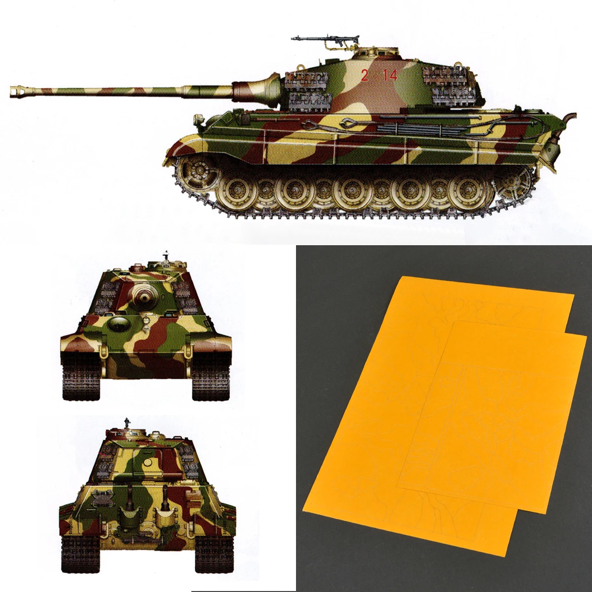 Airbrush Spray Board Stencil Tools Camouflage Painting Masking Tape for Scale Model Kit Germany Tiger I 1/35