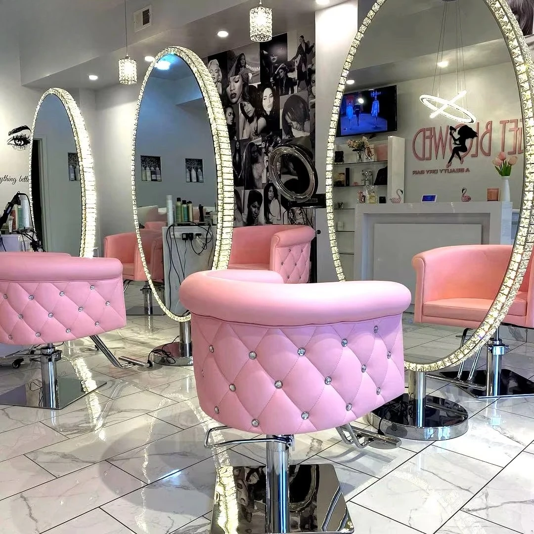 

Hot Sale Pink Color Modern Barber Salon Hairdressing Chair Luxury Salon Styling Chair
