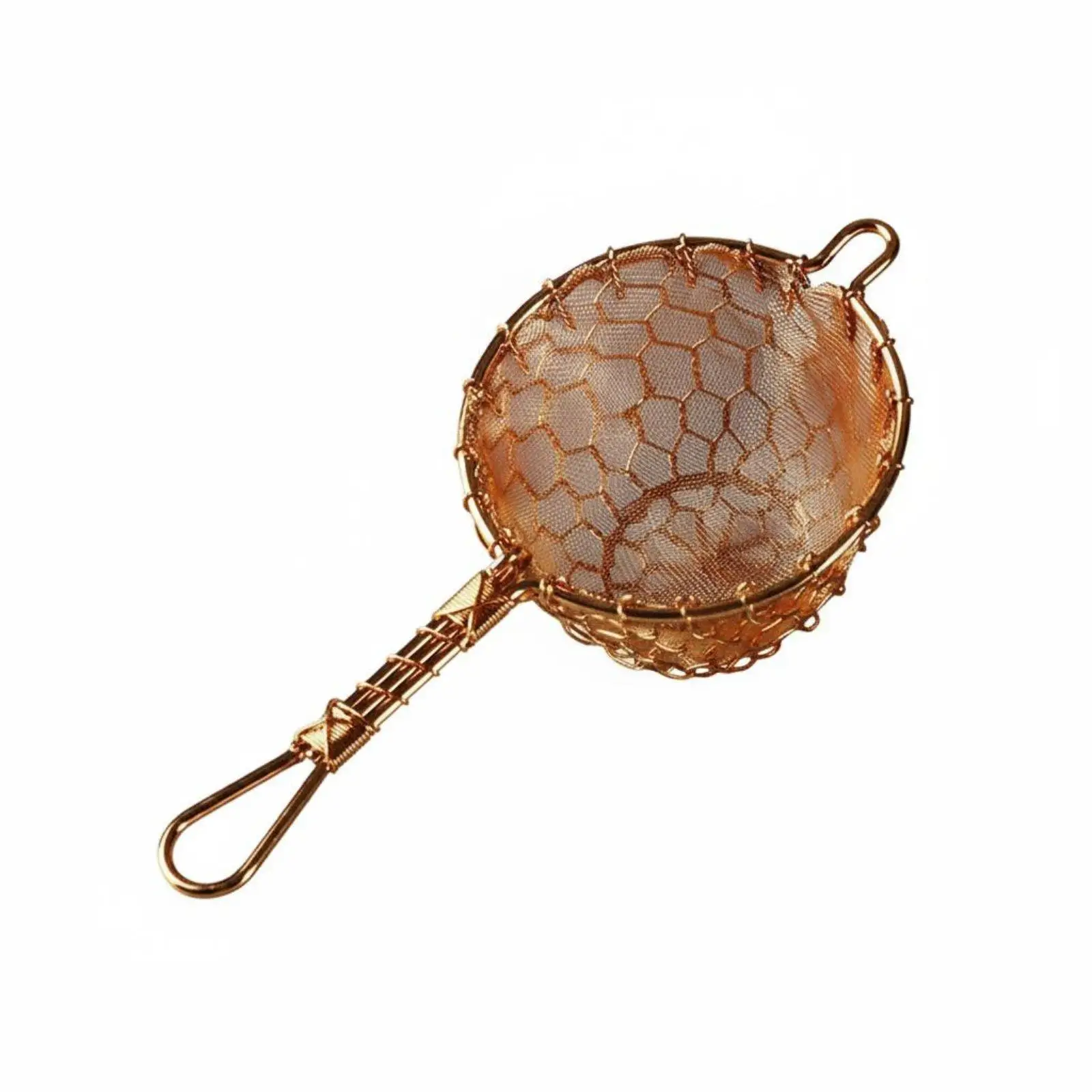 Industrial Strainer Long Handle Copper Tea Separator Kitchen Tool for Loose Leaf Tea Infuser and Teapot Brewing