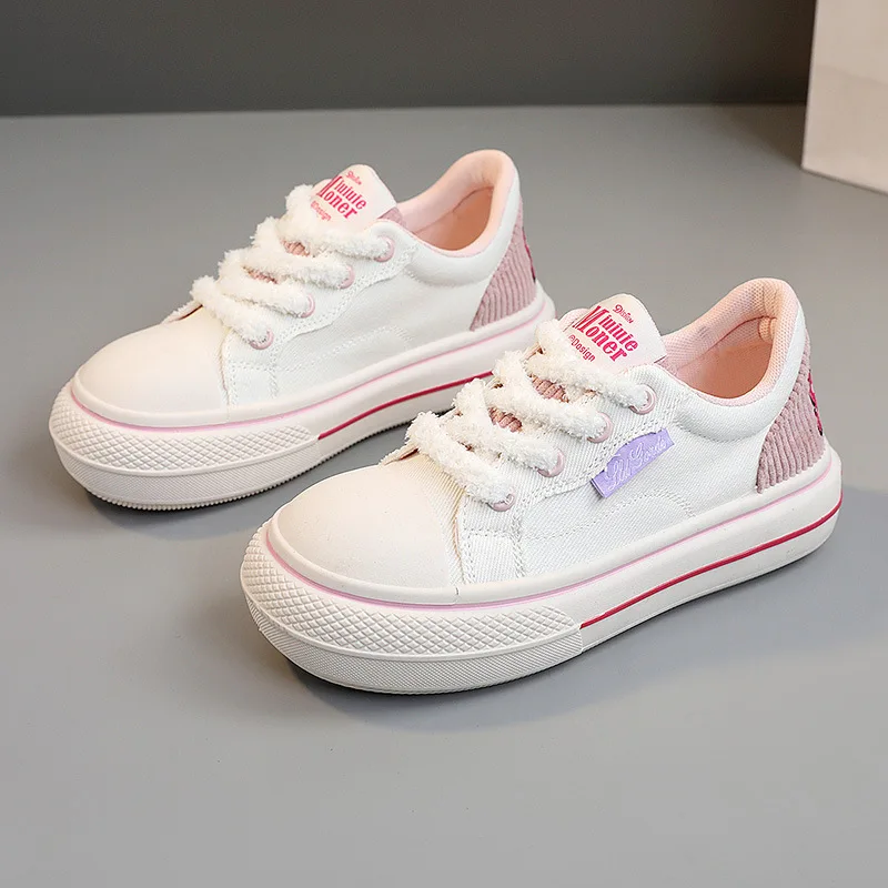 Breathable Women's Canvas Shoes with Round Toe and Increased Height