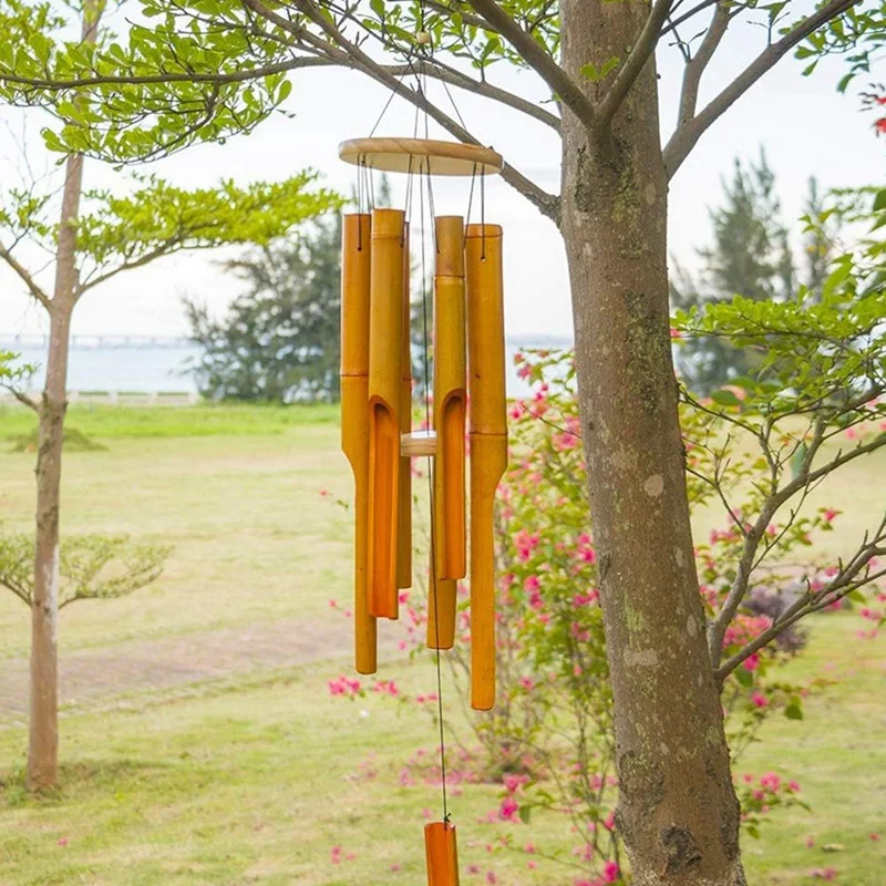 Bamboo Wind Chimes. 38 Inch Outdoor Indoor Hanging Decorative Wind Chimes. Has A Natural Soothing And Pleasant Sound