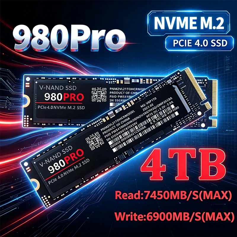 980 Pro M2 2280 NVMe High Speed SSD Hard Disk 1/2/4TB Option, High Read Write Speed Solid State Drive Perfect for PS5 Gaming Mac