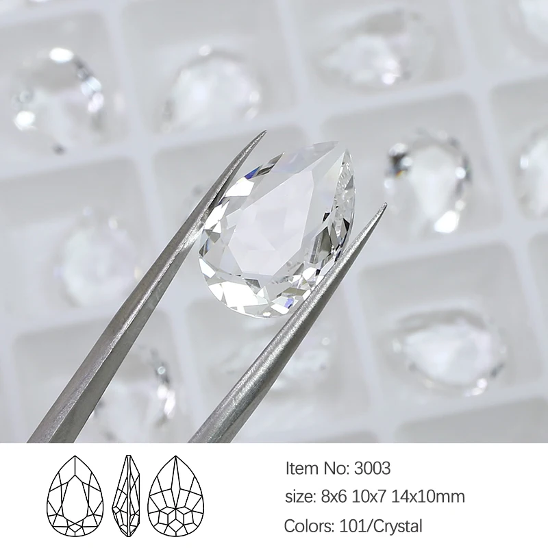 40PCS/Pack Water Drop Transparent Nail Crystal Decoration for women\'s Clothing and Beads for Needlework DIY